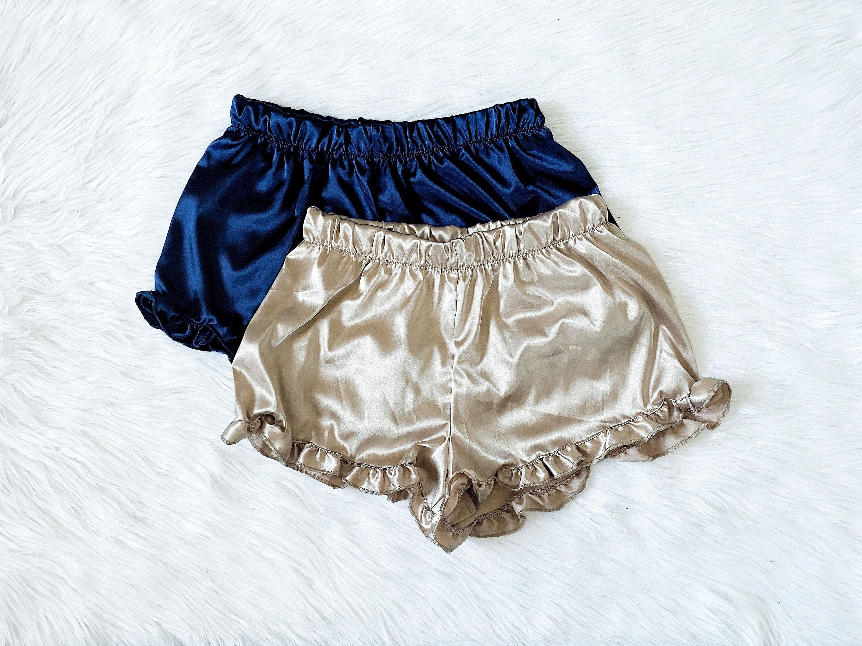 Loungewear Satin Ruffle Trim Shorts 