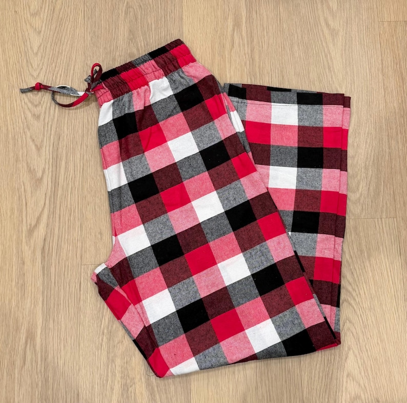 Christmas Matching Plaid Flannel Pajama Pants: Unisex Cotton PJ Bottoms with Pockets RBW Thick Plaid