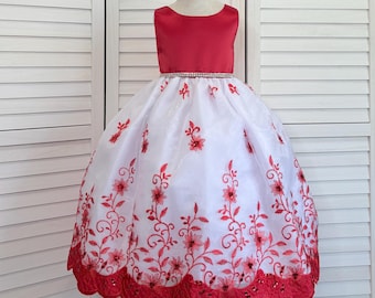 fitted lace wedding dress 18 PQ {Come A Little Closer} Red White Flower Print Dress Extended Plus Size 3X 4X 5X 3X