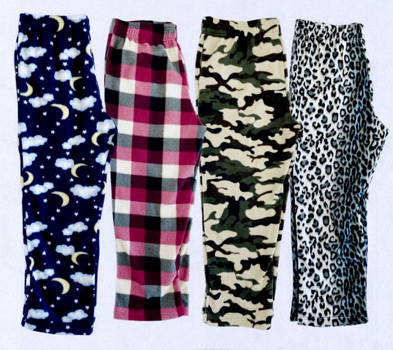 Adult Women Men Unisex Pajama Pants Plaid Red White Black Fleece PJ Bottoms  Fall Warm Pajama Star Camo Animal Print Christmas S M L XL -  Denmark