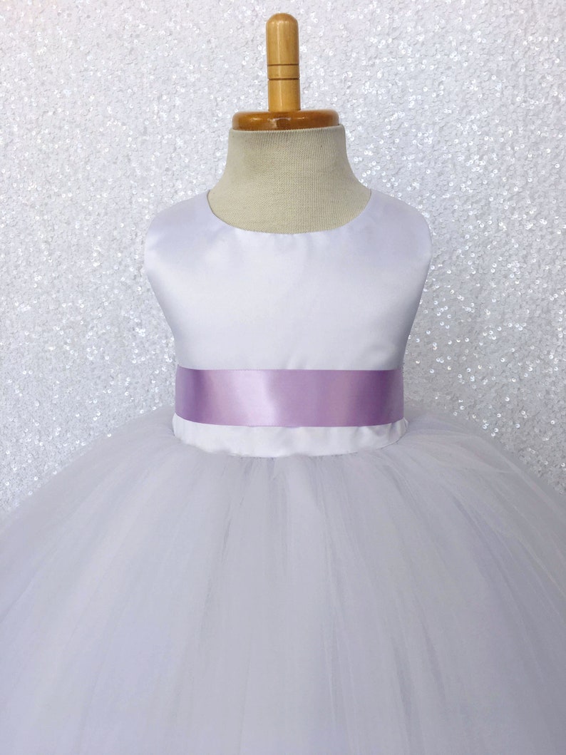 Princess Elegant Wedding White Tulle 4 Layer Sequence Bow Lilac Dress Wedding Bridesmaid Spring Summer Fall Toddler Baby Photoshoot Pageant