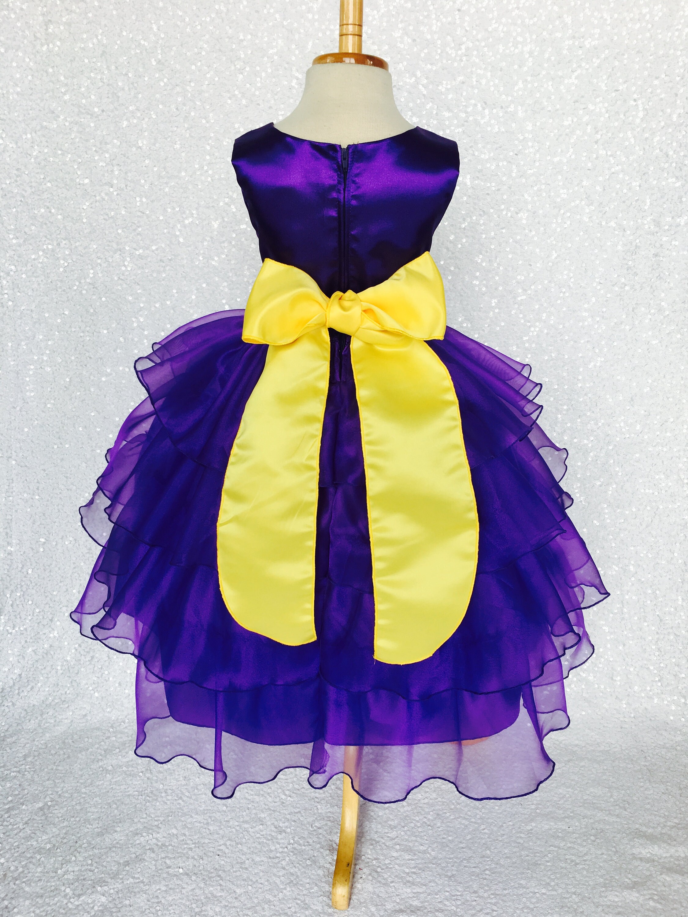 Green & Purple Flower Ruffle Dress main image 1
