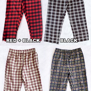 Pocket Multi Colored Pajama Pants Red White Black Yellow Plaid Cotton Navy Pink PJ Warm Winter Fall Christmas Pajama Set Adult Unisex image 7