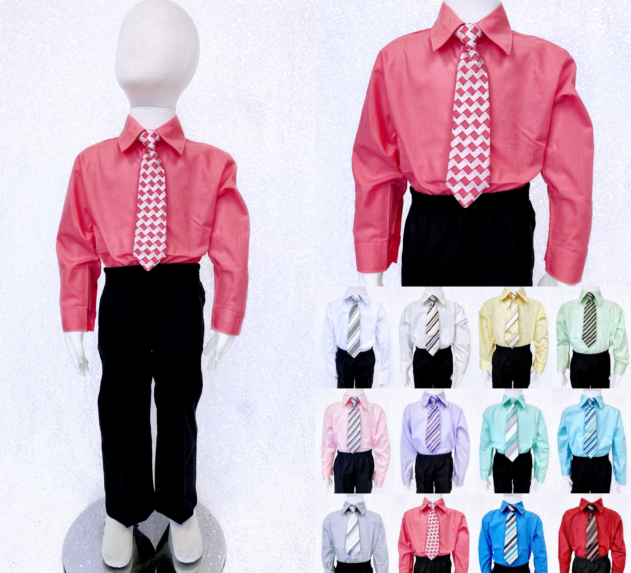 Vestido formal camisa coral manga larga clip-on corbata - Etsy España Vestido formal camisa coral manga larga clip-on corbata - Etsy España