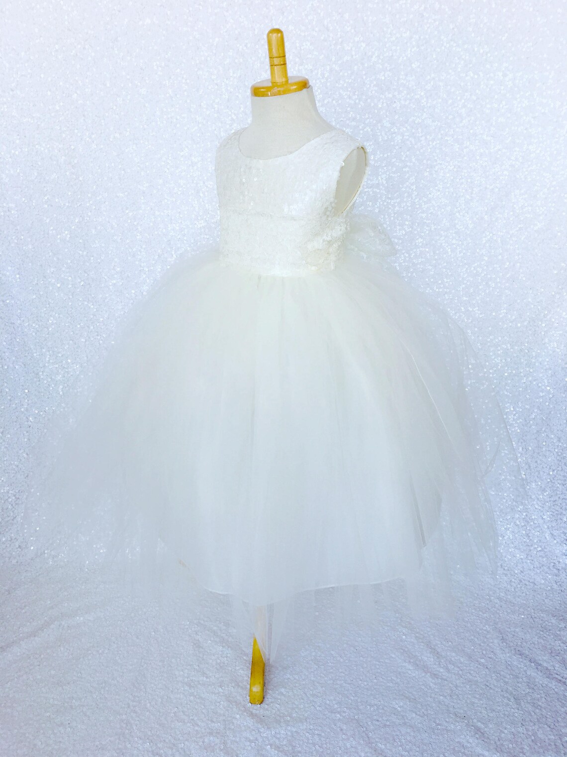 Ivory Sequin Sequence Lace Tulle Flower Girl Dress Wedding | Etsy