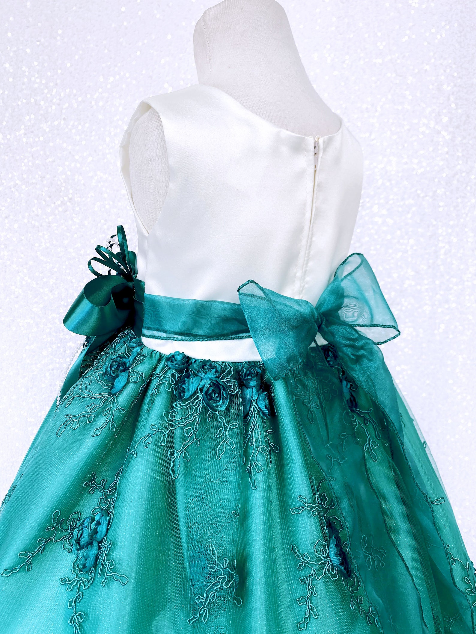 Sleeveless Ivory Satin Teal Embroidery Flower Dress Toddler Etsy