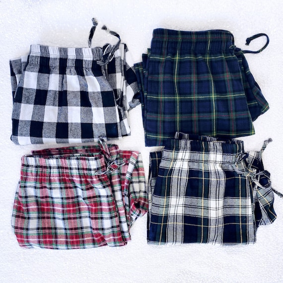 Pajama Pocket Pants Navy Pink Plaid 