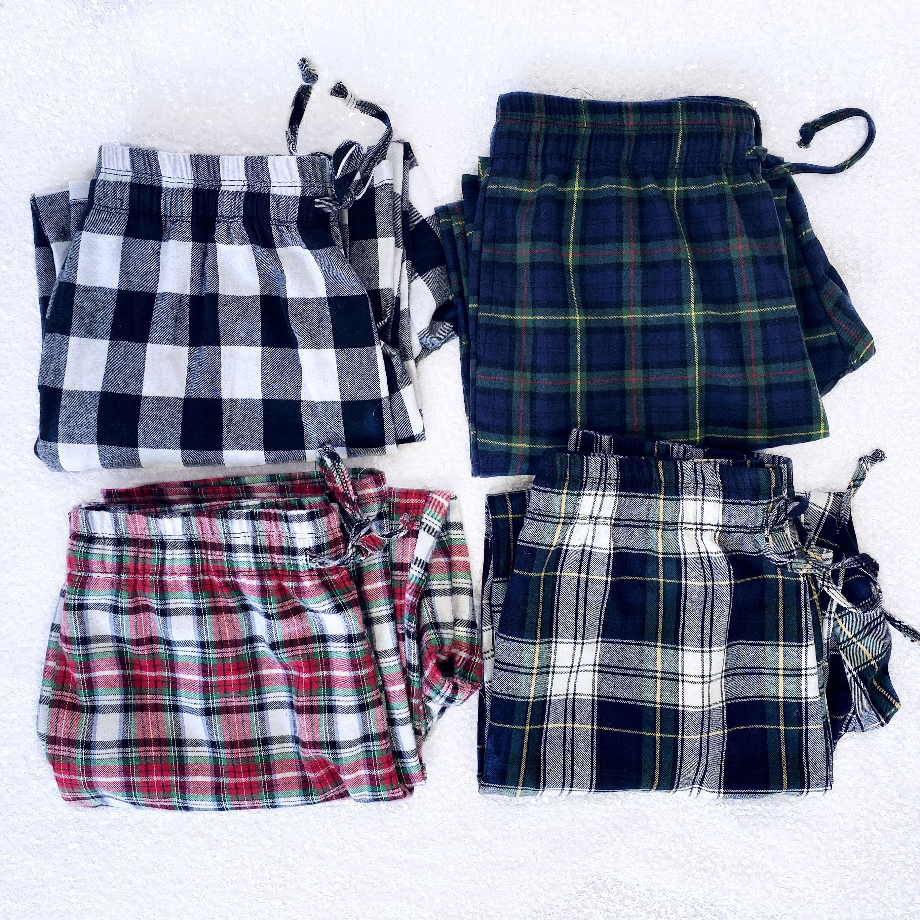 Pajama Pocket Pants Navy Pink Plaid 