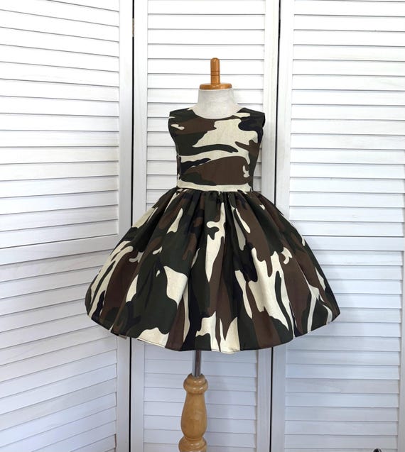 army green camouflage dress Knee Length Toddler Junior Birthday Pageant Costume Girl womens sleeveless maxi dress