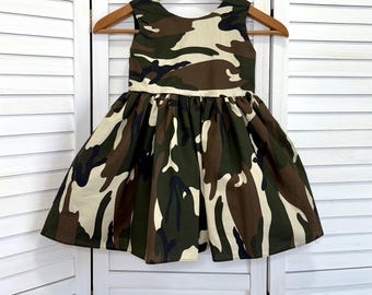 Camo Cotton Dress: Toddler Pageant, Birthday Party Outfit