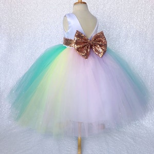 Pastel V-back Unicorn Sequin Bow Multi-colored Dress Junior - Etsy