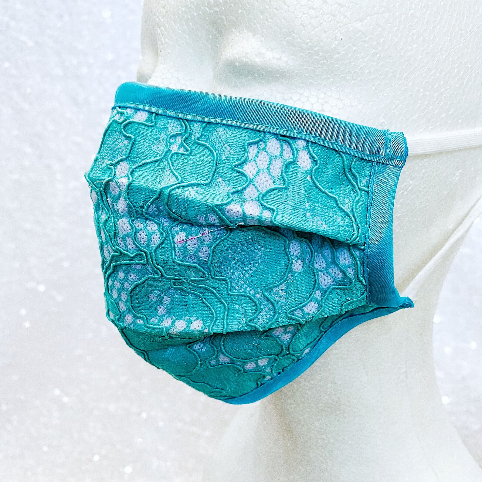 Turquoise Blush Pink Lace Face Mask Filtered Washable Reusable Etsy