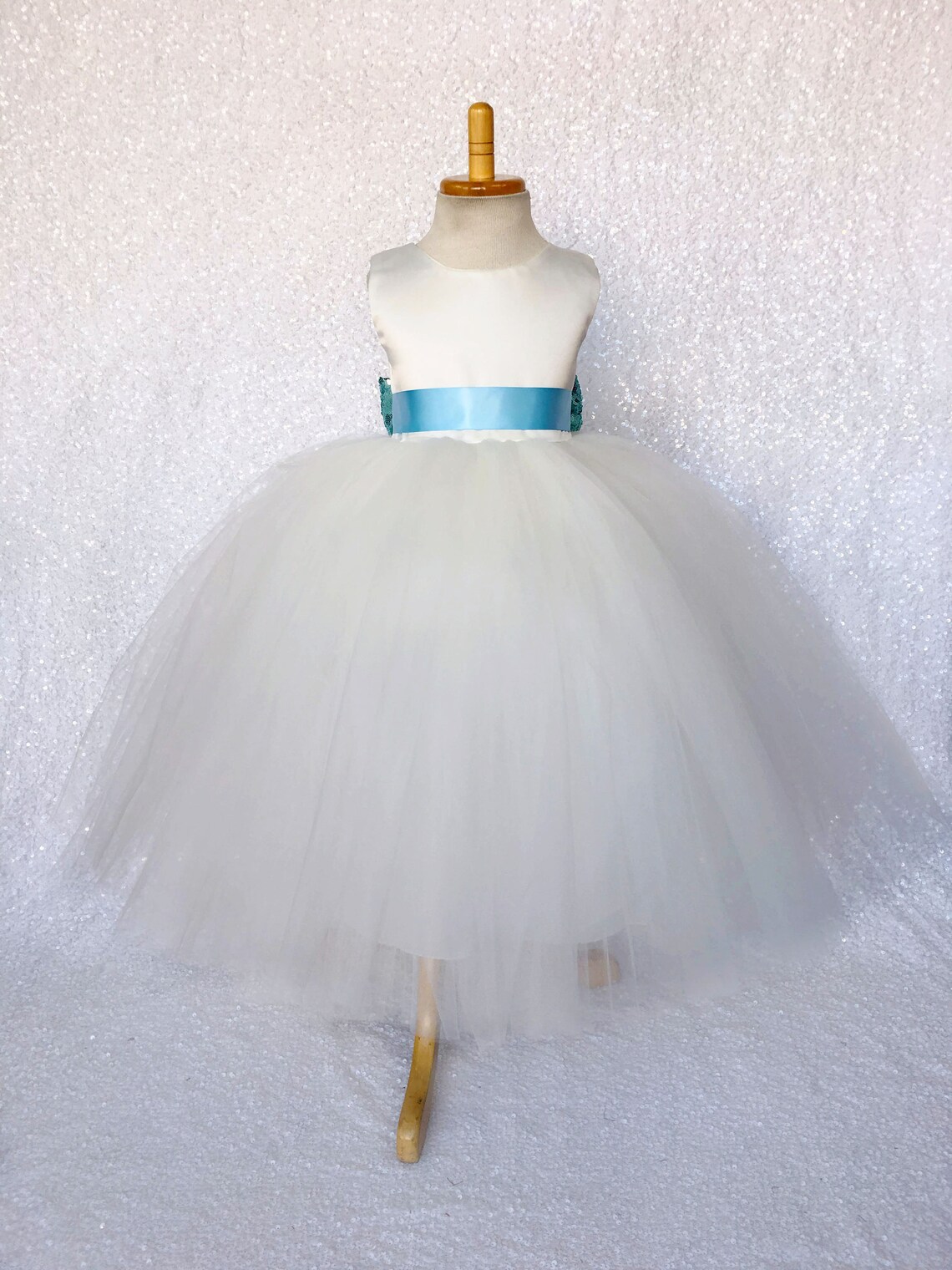 BABY BLUE SEQUIN BOW DRESS main image 0