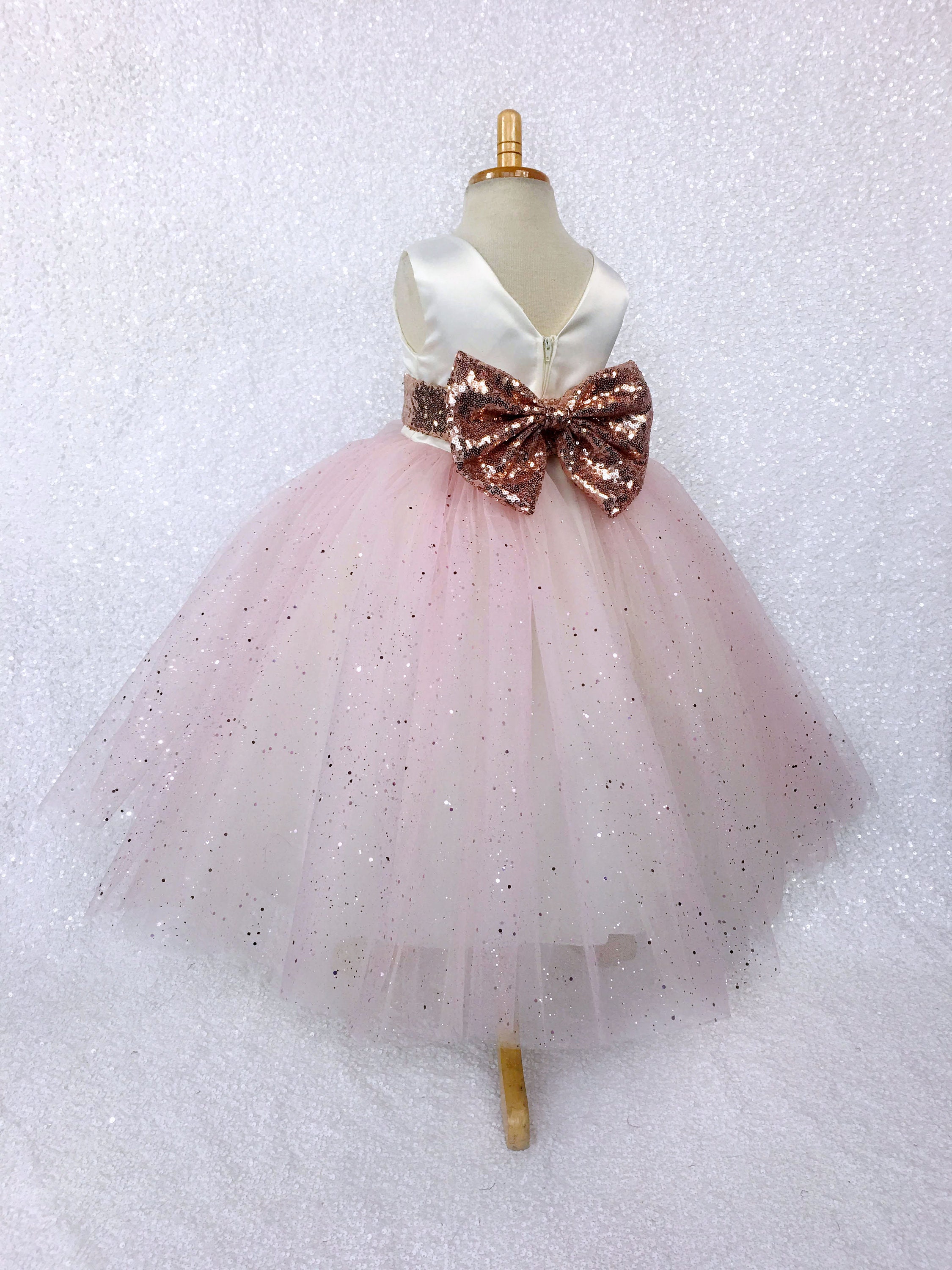 4 Layer Tulle Blush Rose Gold Glitter Sequence Ivory V-back - Etsy 4 Layer Tulle Blush Rose Gold Glitter Sequence Ivory V-back - Etsy