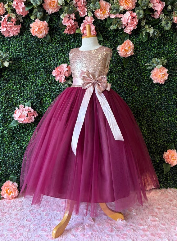 rose gold burgundy dress MACloth Sheath Sequin Rose Gold Burgundy Formal Evening Gown Maxi Bridesmaid Dress Burgundy / Above Knee / Custom Size