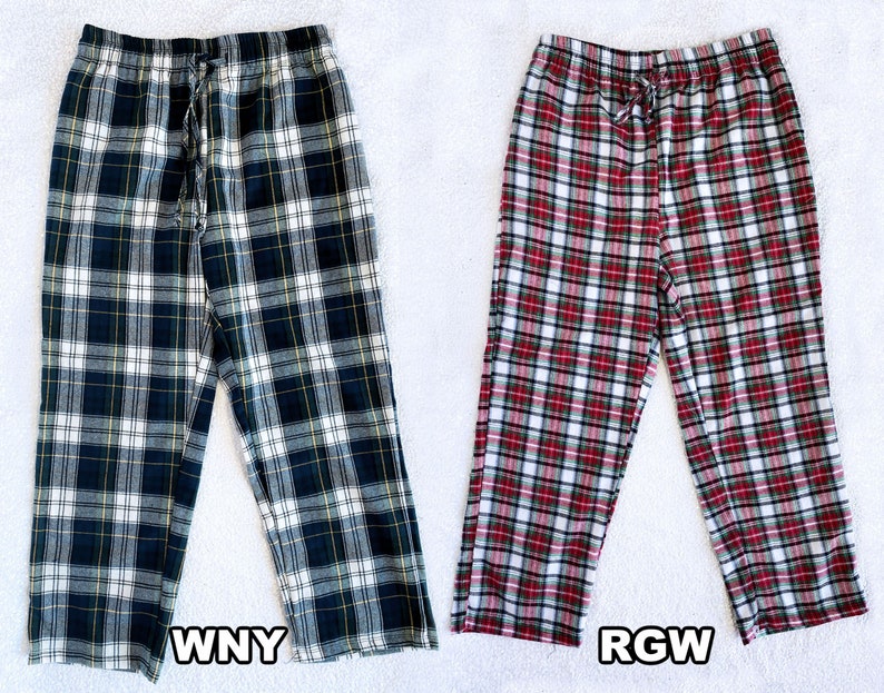 Pocket Multi Colored Pajama Pants Red White Black Yellow Plaid Cotton Navy Pink PJ Warm Winter Fall Christmas Pajama Set Adult Unisex image 2