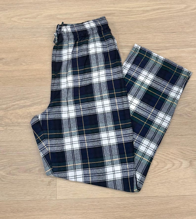 Christmas Matching Plaid Flannel Pajama Pants: Unisex Cotton PJ Bottoms with Pockets WNY Plaid