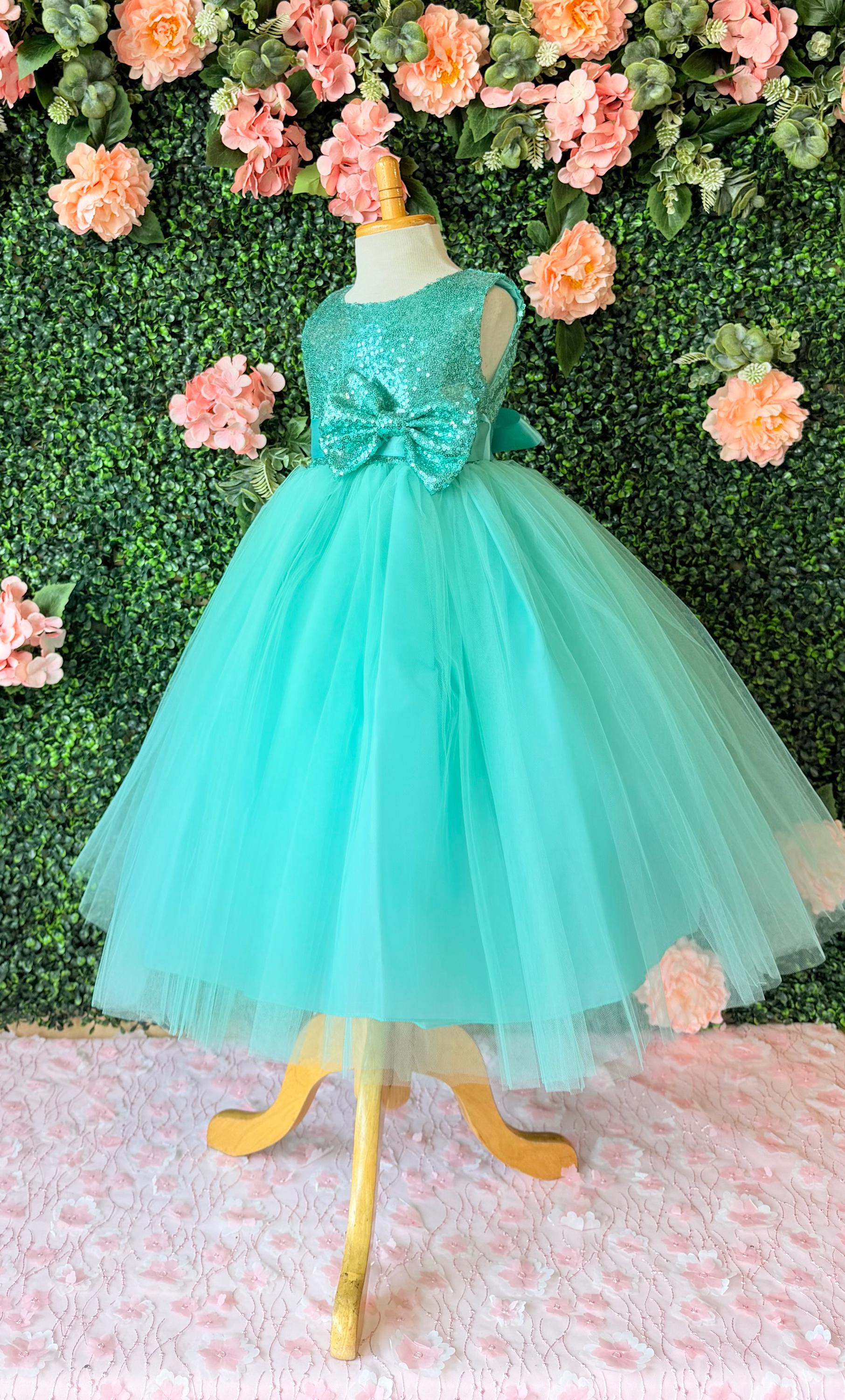 blue dress for baby girl Aqua Blue Chiffon Cutout Back Appliques Long Bridesmaid Dress – Modsele main image 0