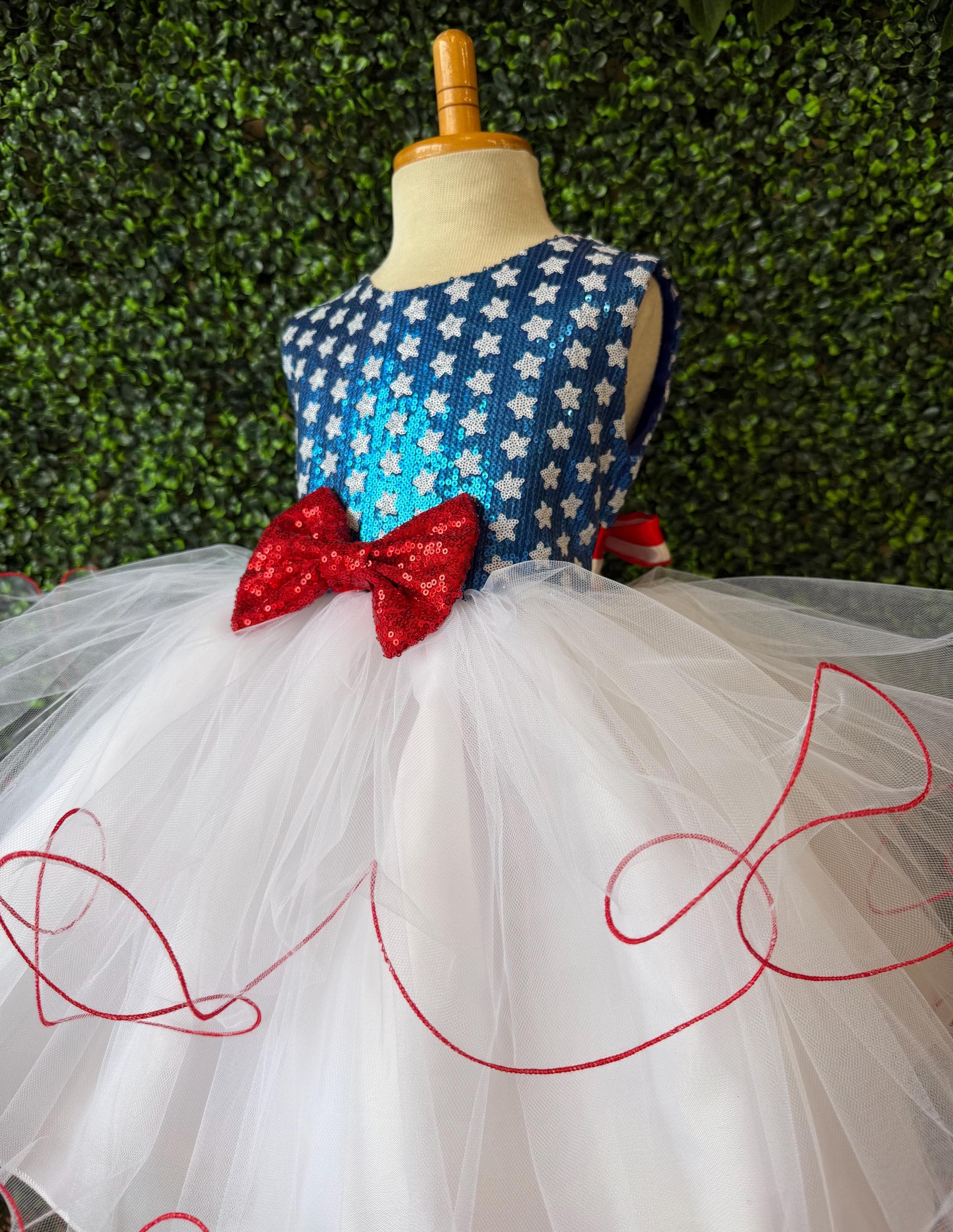 blue dress for baby girl Red White Navy Check Seersucker Patriotic Butterfly Dress main image 1