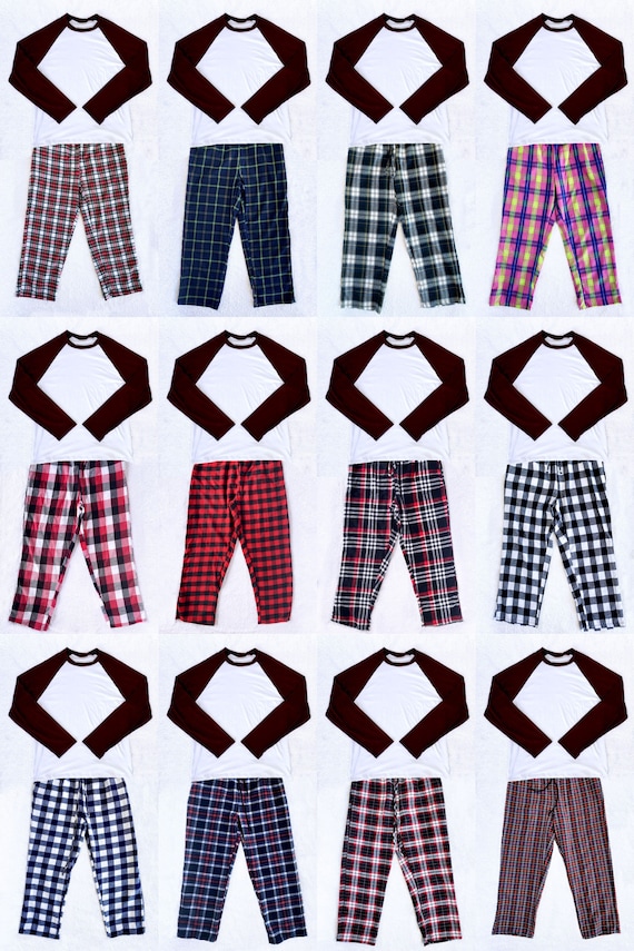 Full Set Matching Christmas Pajama Set Plaid Cotton PJ Pants Red Black  White Unisex T-shirts Sleepwear Small Medium Large XL L M S -  Canada