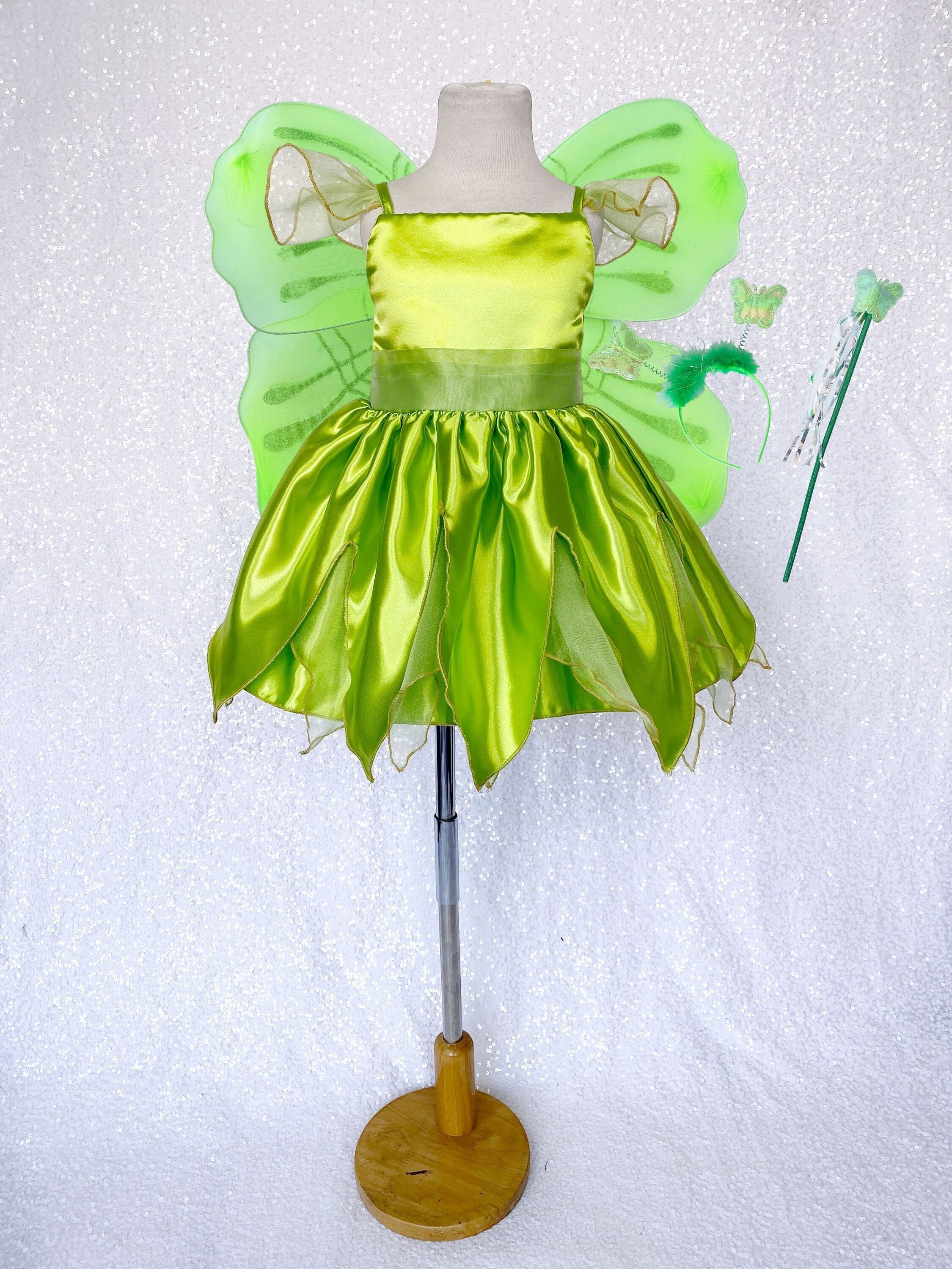Green Fairy Elegant Satin Flower Girl Birthday Summer Spring