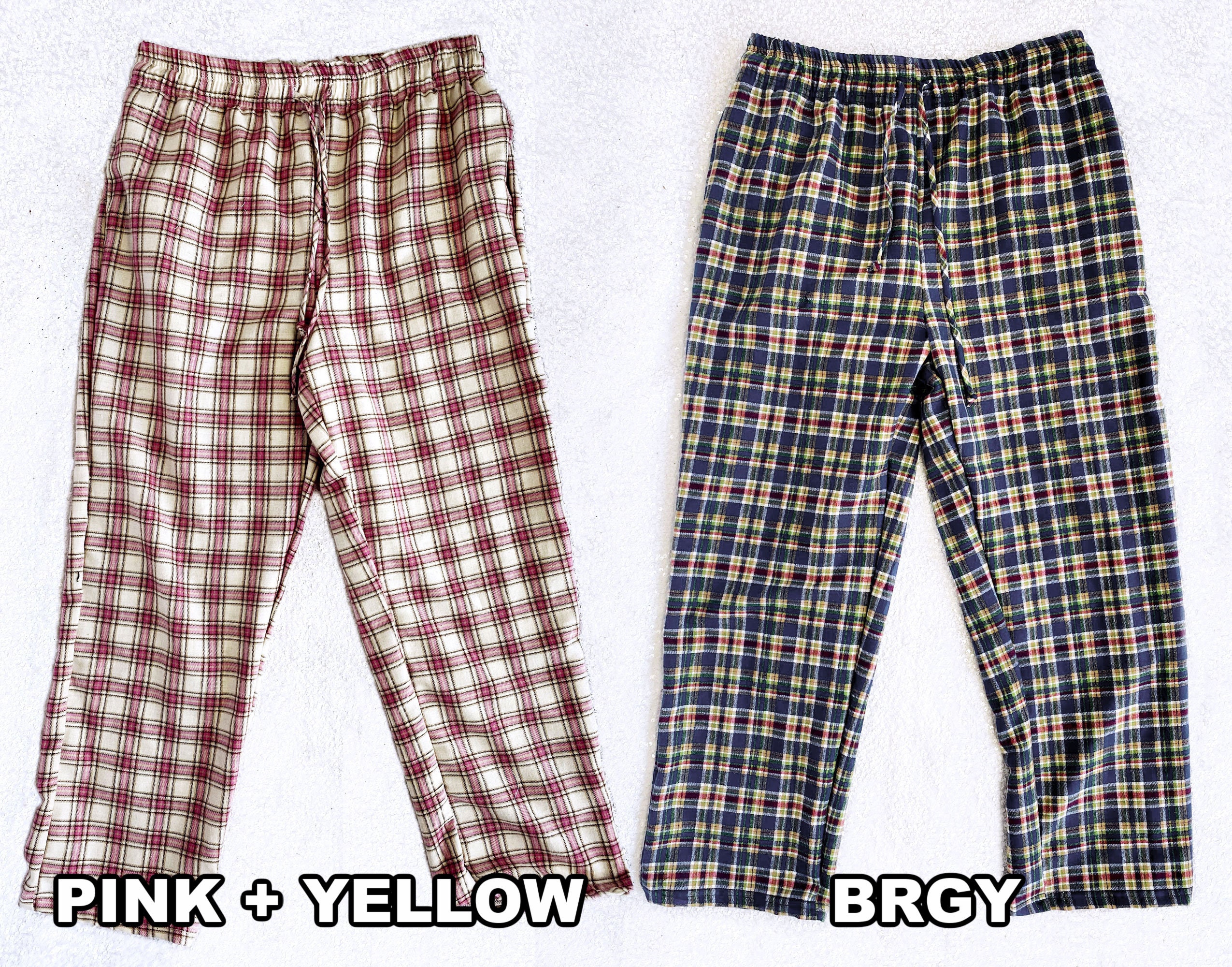 Pink Pajama Pants Navy Plaid Flannel Red White Green Christmas Etsy