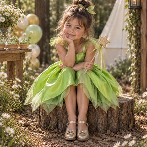 lime green tinkerbell dress Baby handmade in california