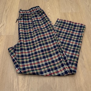 Christmas Matching Plaid Flannel Pajama Pants: Unisex Cotton PJ Bottoms with Pockets BRGY Plaid