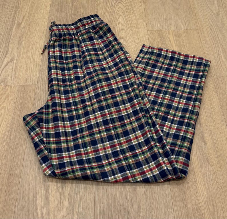 Christmas Matching Plaid Flannel Pajama Pants: Unisex Cotton PJ Bottoms with Pockets BRGY Plaid