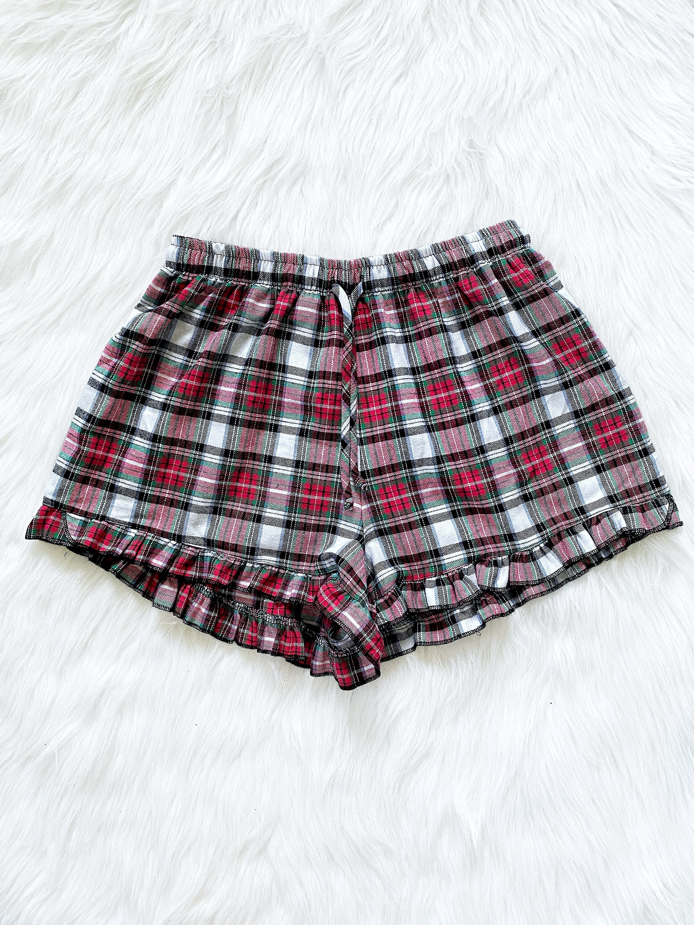 Geruite pyjamabroek voor dames, geruite wijde pijpen, lange