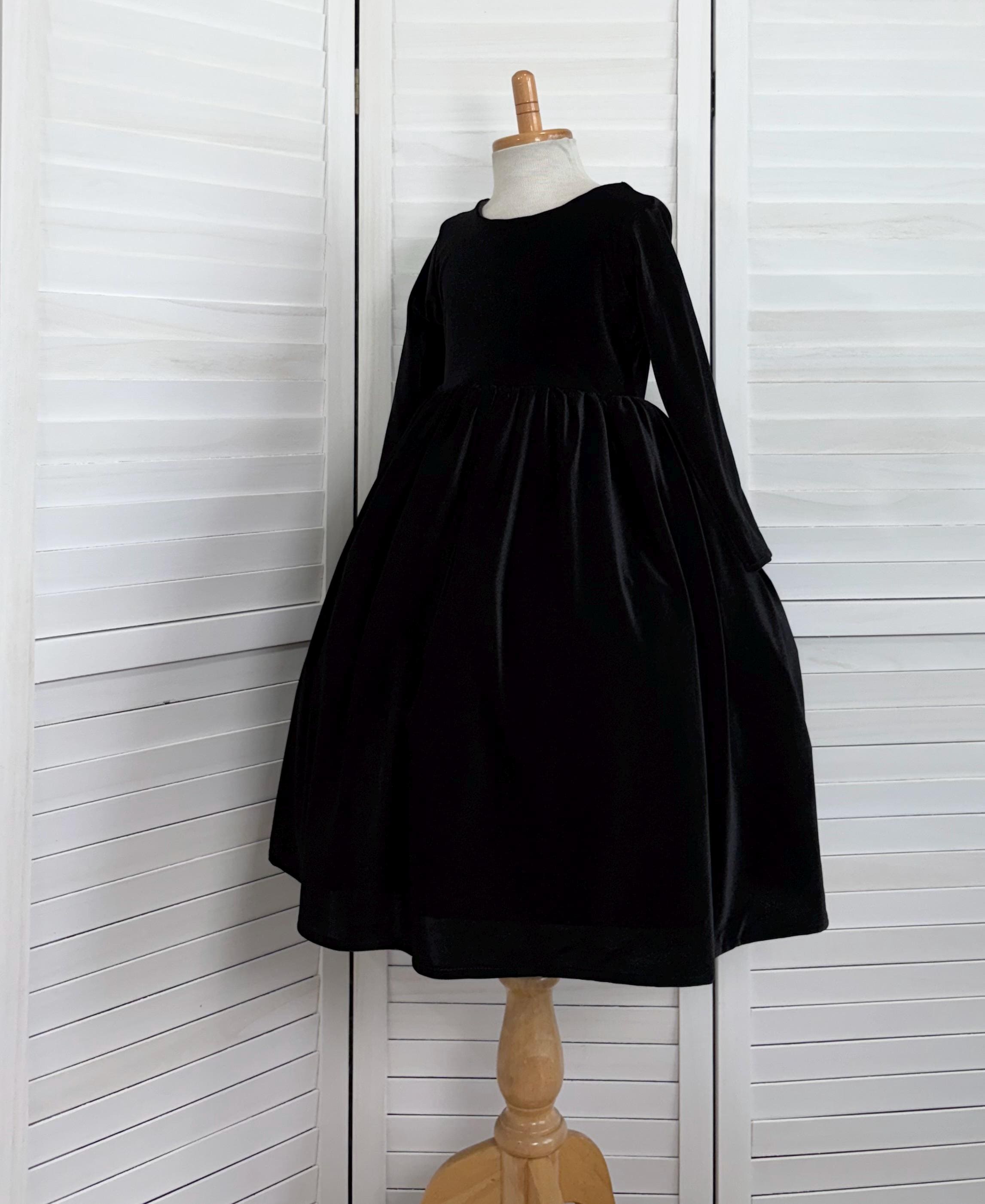 Girls Black Velvet Dress
