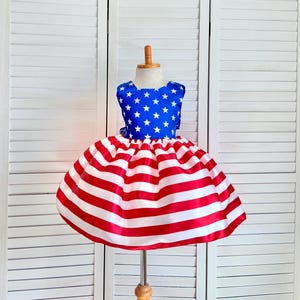 4th Of July Patriotic American Royal Blue Red White Infant Toddler Junior Pageant Recital Birthday Party Photoshoot Costume Trendy Girl