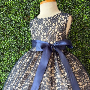 Champagne Navy Flower Girl Dress - Etsy
