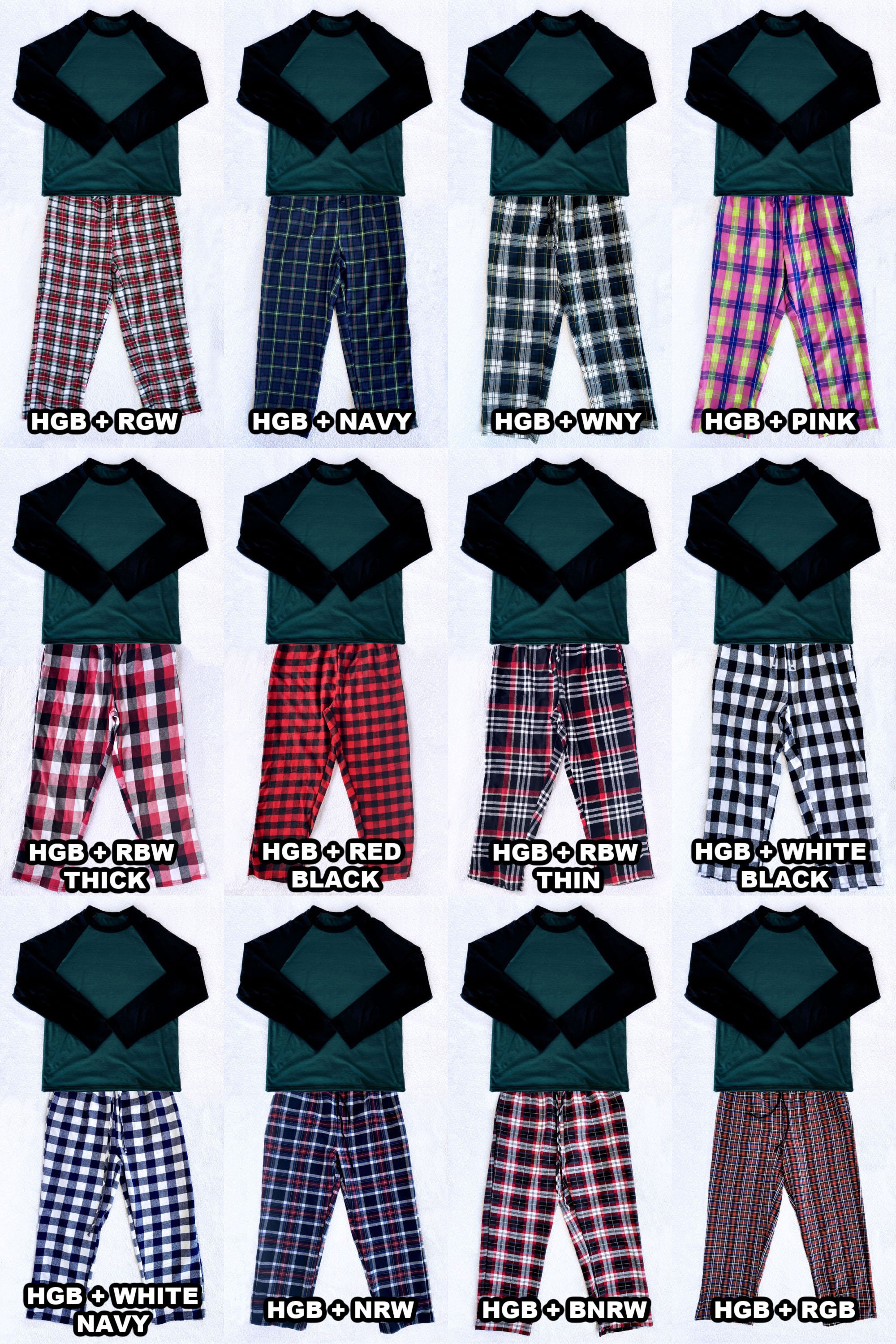 Pajama Full Set Plaid Cotton Red Black Christmas Winter