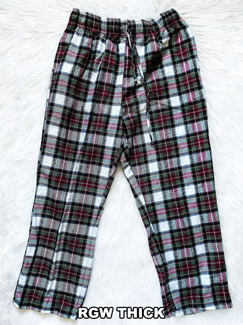 Pocket Multi Colored Pajama Pants Red White Black Yellow Plaid Cotton Navy Pink PJ Warm Winter Fall Christmas Pajama Set Adult Unisex RGW Thick Plaid