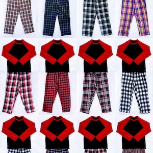 Pajama Full Set Plaid Cotton Red Black Christmas Winter Adult Unisex  Bottoms T-Shirt Women Men PJ Pants Warm Small Medium Large XL XXL