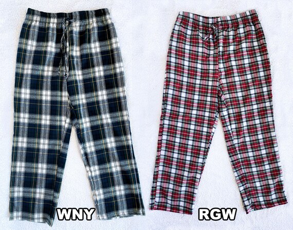 Christmas Pajama Pants Navy Pink Plaid 