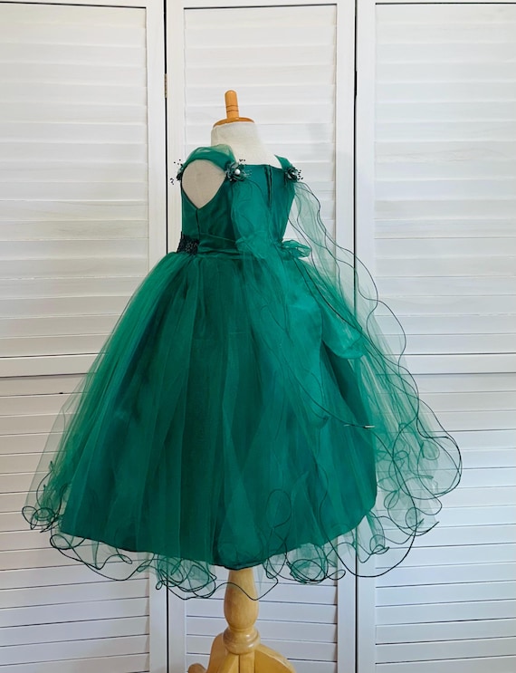 hunter green tulle dress Flower Girl Dress: Elegant Christmas Ball Gown elegant emerald green cocktail dress