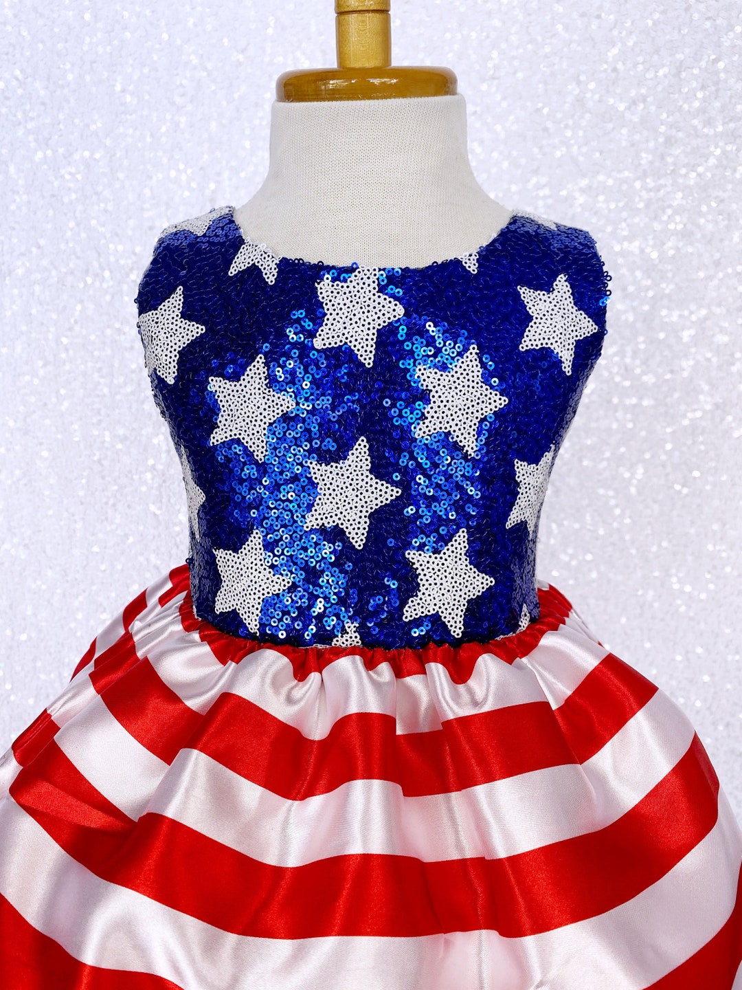 White Red And Blue Custom Women's Patriotic Dress With Faces