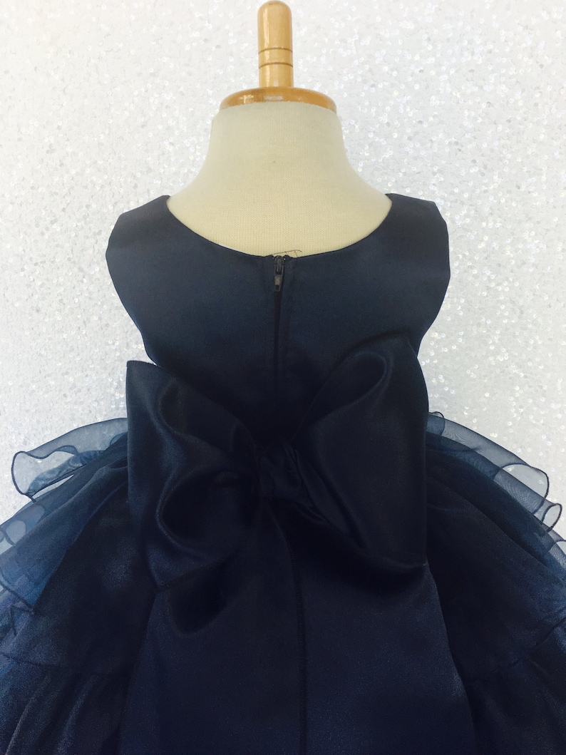 Sleeveless Navy Blue Organza Ruffle Dress Satin Sash Cottage | Etsy