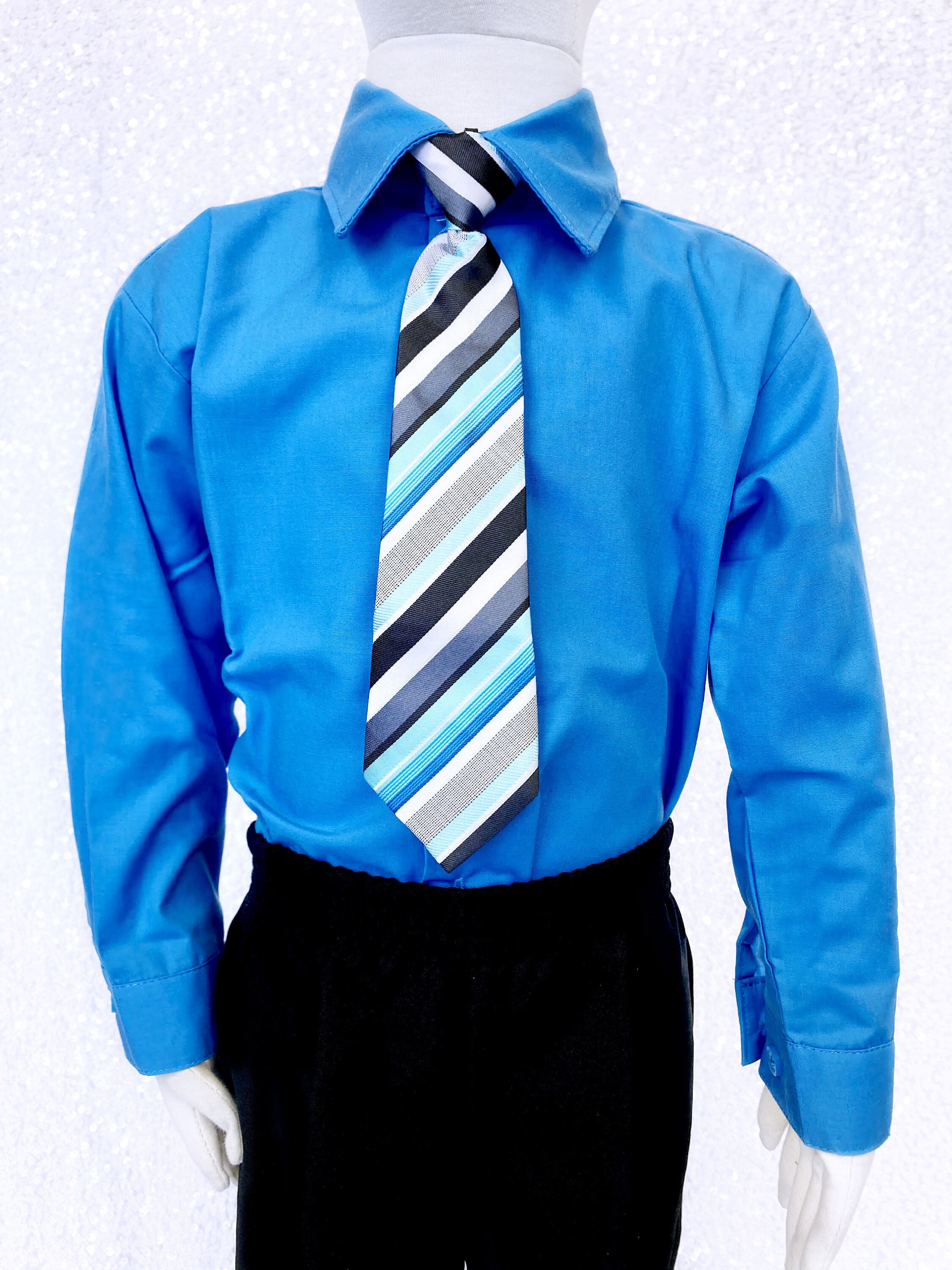 Baby Blue Formal Dress Shirt Long Sleeve Boy ClipOn Tie Etsy