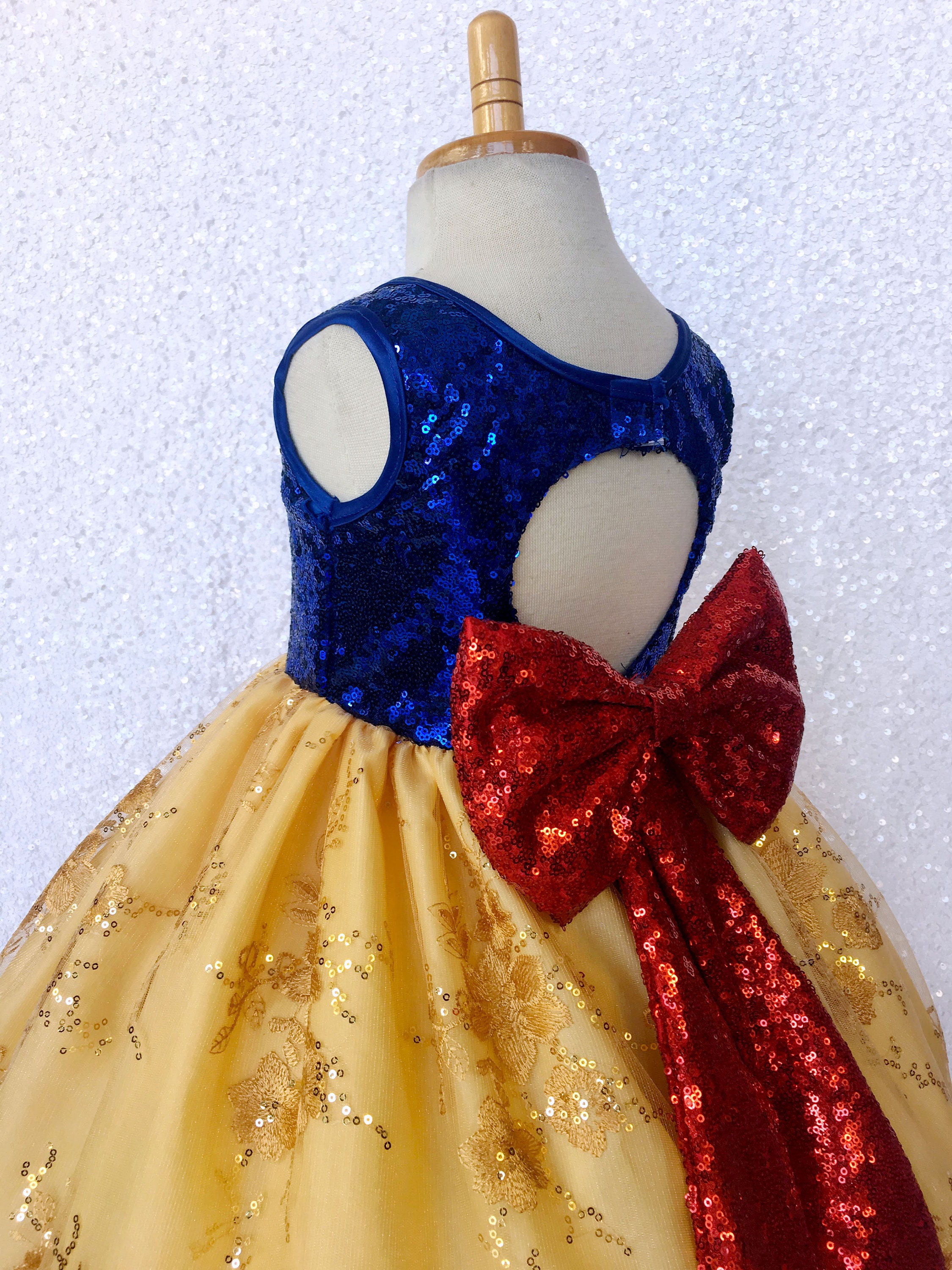 Sleeveless Snow White Inspired Sequin Embroidery Bow Fall | Etsy