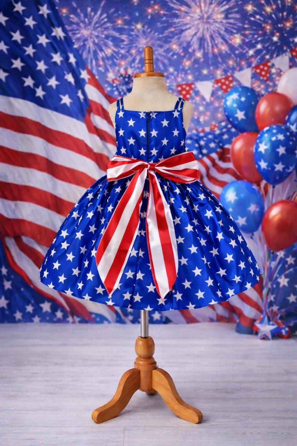 4th of July Toddler Patriotic Red White Blue American Flag Pageant Toddler  Dress - Etsy