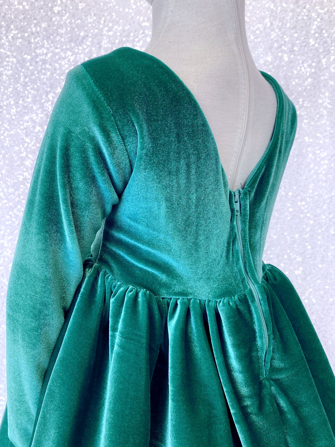 Velvet Ankle Length Long Sleeve Teal Vback Gown Junior Etsy
