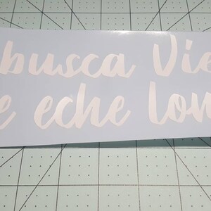 May include: White vinyl sticker with the text "Se busca Vieja que eche lonche" in a cursive font.