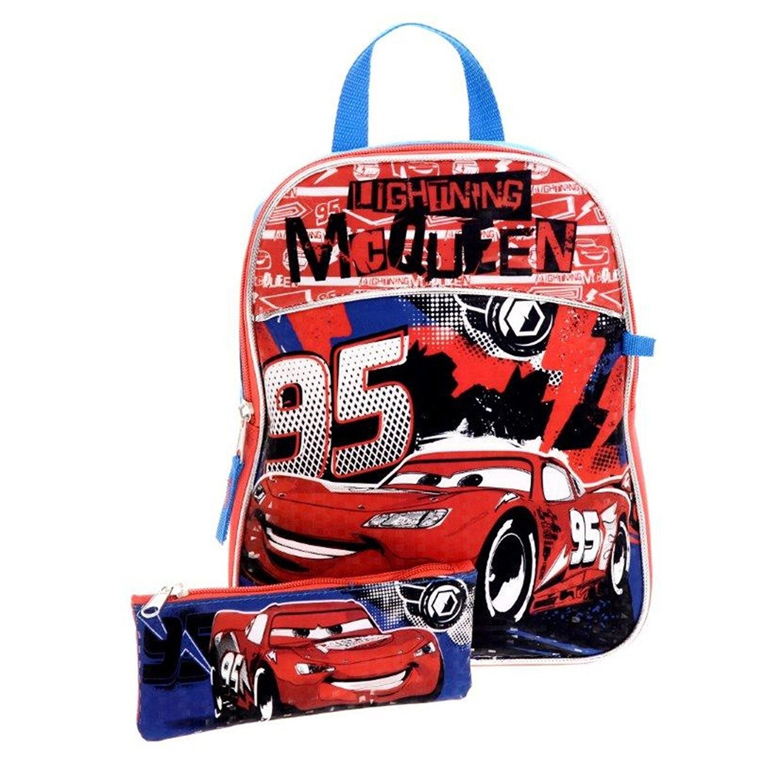 Disney Cars Mini Backpack with Pencil Case 12 Inch School Bag for Kids