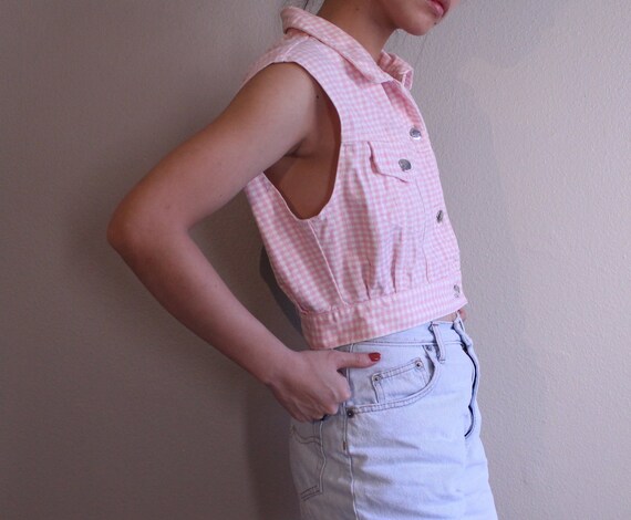 Vintage denim plaid tank top - image 3