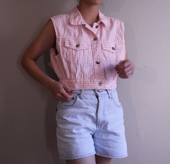 Vintage denim plaid tank top - image 2