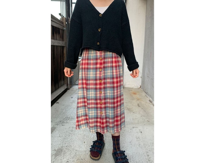 90s Vintage Plaid Skirt Made in Japan - Etsy