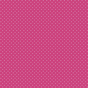 May include: A pink background with a white polka dot pattern.